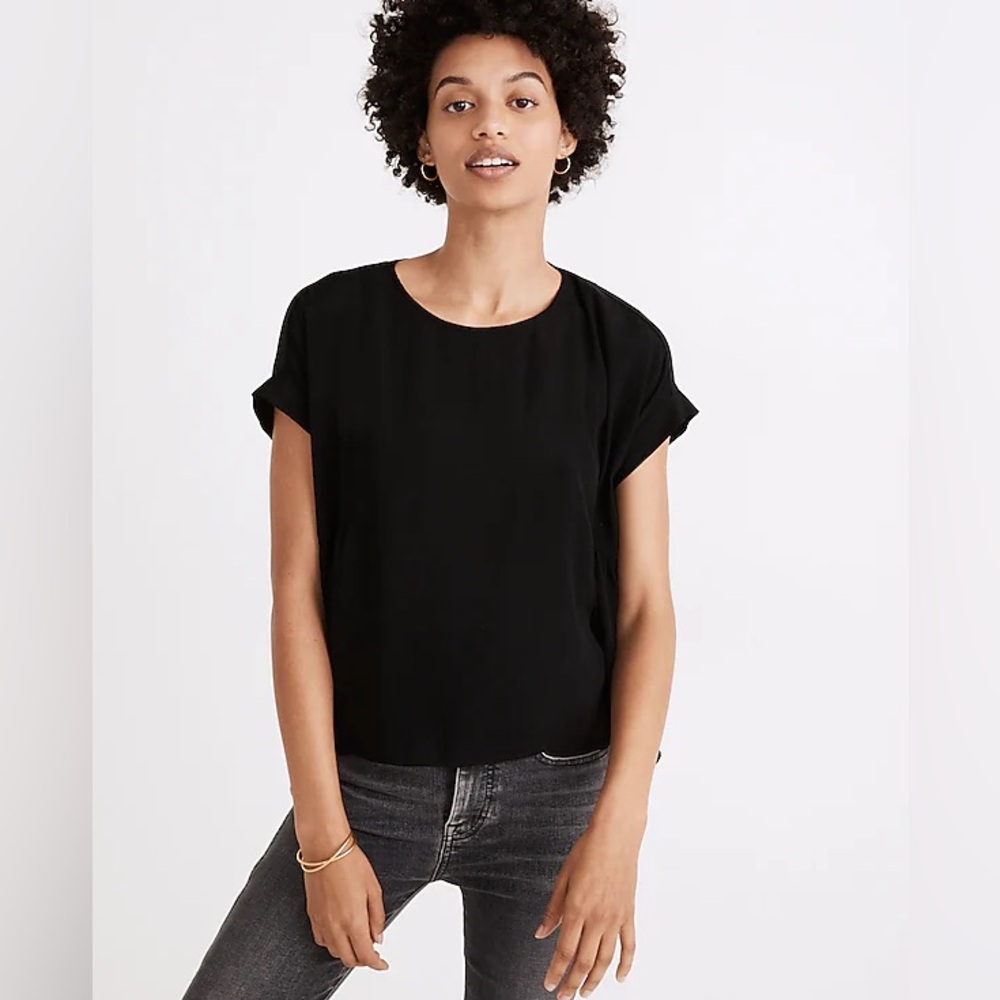 Madewell S Cuffed-Sleeve Shirred Top